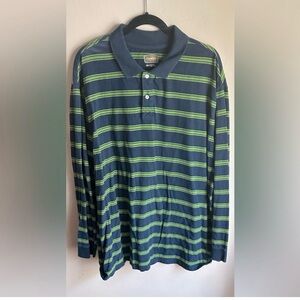 The Foundry Supply Co Blue and Green Striped Polo Shirt